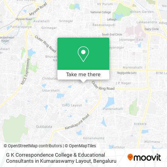 G K Correspondence College & Educational Consultants in Kumaraswamy Layout map