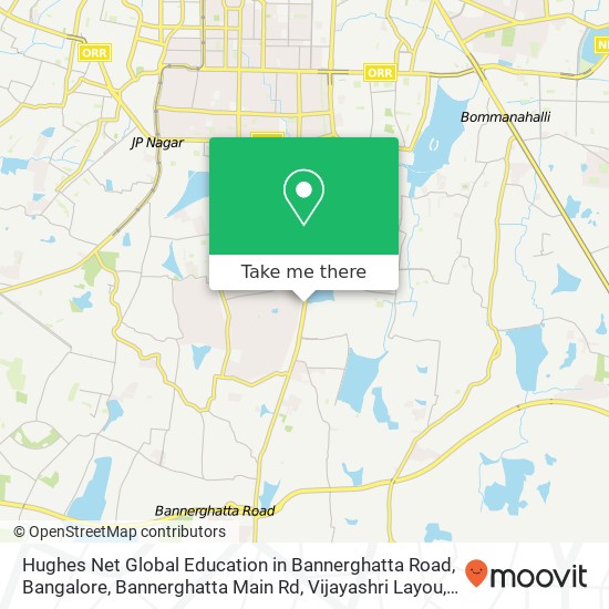 Hughes Net Global Education in Bannerghatta Road, Bangalore, Bannerghatta Main Rd, Vijayashri Layou map