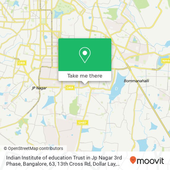 Indian Institute of education Trust in Jp Nagar 3rd Phase, Bangalore, 63, 13th Cross Rd, Dollar Lay map