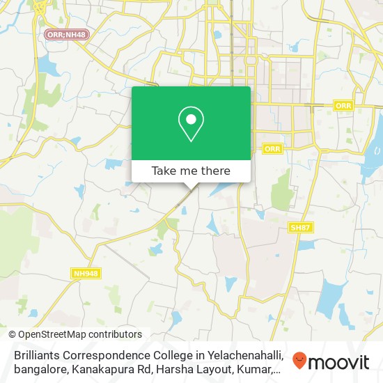 Brilliants Correspondence College in Yelachenahalli, bangalore, Kanakapura Rd, Harsha Layout, Kumar map