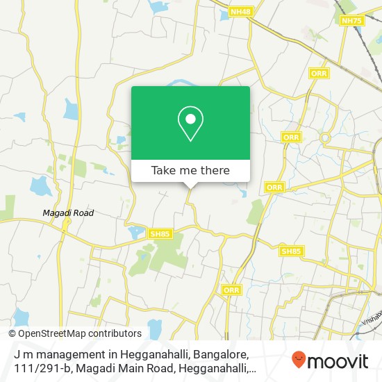 J m management in Hegganahalli, Bangalore, 111 / 291-b, Magadi Main Road, Hegganahalli, Sunkadakatte, map