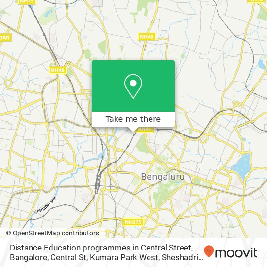 Distance Education programmes in Central Street, Bangalore, Central St, Kumara Park West, Sheshadri map