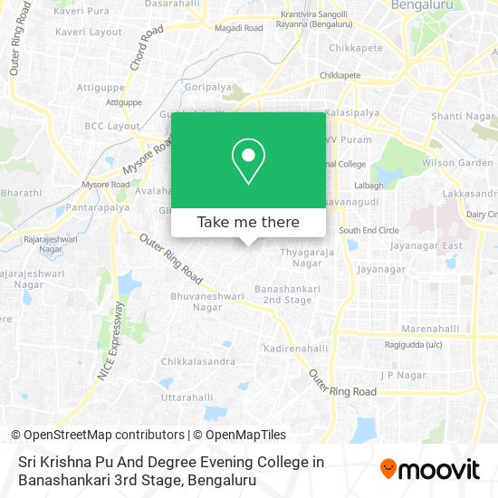 Sri Krishna Pu And Degree Evening College in Banashankari 3rd Stage map