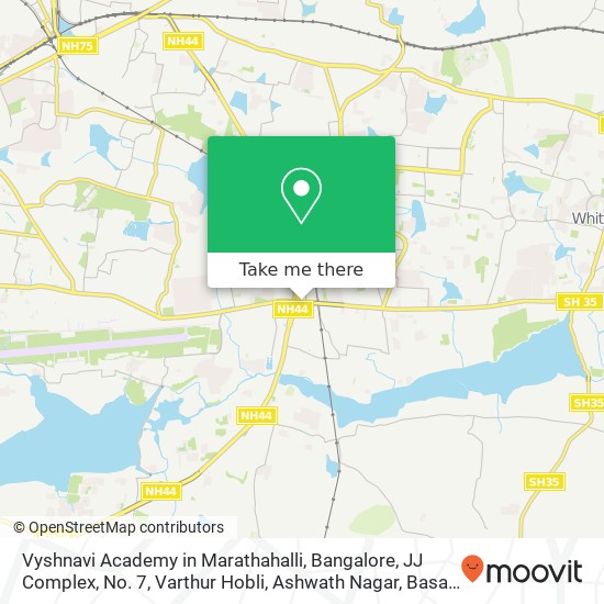 Vyshnavi Academy in Marathahalli, Bangalore, JJ Complex, No. 7, Varthur Hobli, Ashwath Nagar, Basav map