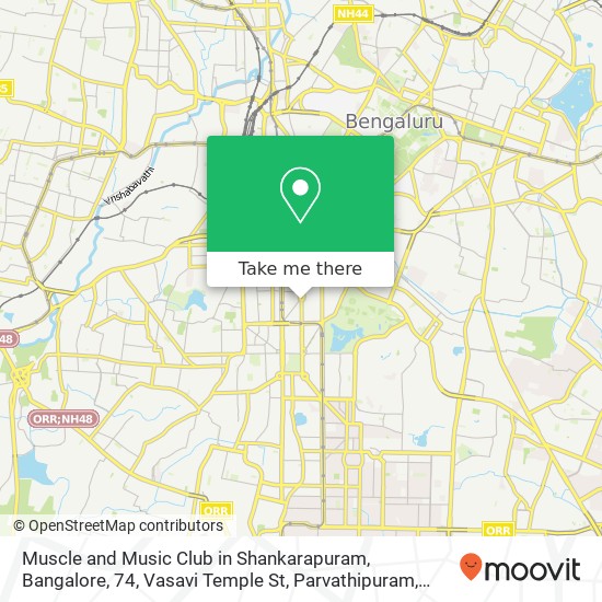 Muscle and Music Club in Shankarapuram, Bangalore, 74, Vasavi Temple St, Parvathipuram, Vishweshwar map