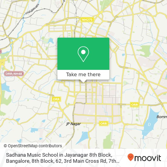 Sadhana Music School in Jayanagar 8th Block, Bangalore, 8th Block, 62, 3rd Main Cross Rd, 7th Block map