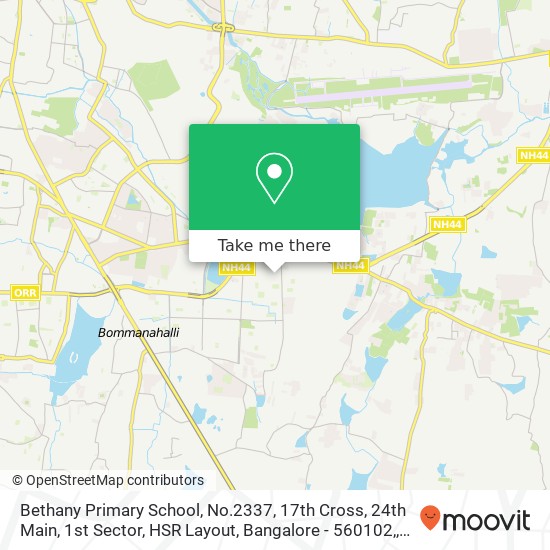 Bethany Primary School, No.2337, 17th Cross, 24th Main, 1st Sector, HSR Layout, Bangalore - 560102, map