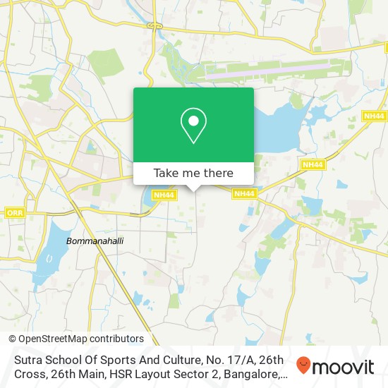 Sutra School Of Sports And Culture, No. 17 / A, 26th Cross, 26th Main, HSR Layout Sector 2, Bangalore map