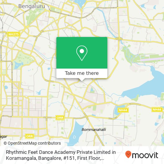 Rhythmic Feet Dance Academy Private Limited in Koramangala, Bangalore, #151, First Floor, Koramanga map