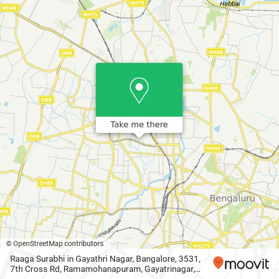 Raaga Surabhi in Gayathri Nagar, Bangalore, 3531, 7th Cross Rd, Ramamohanapuram, Gayatrinagar, Raja map