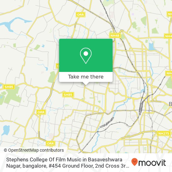 Stephens College Of Film Music in Basaveshwara Nagar, bangalore, #454 Ground Floor, 2nd Cross 3rd S map