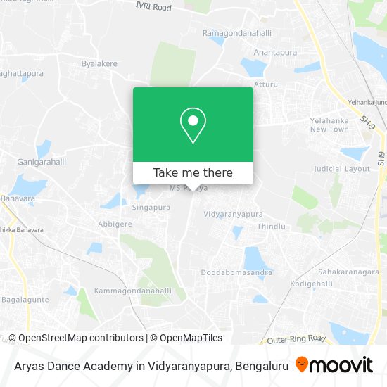 Aryas Dance Academy in Vidyaranyapura map