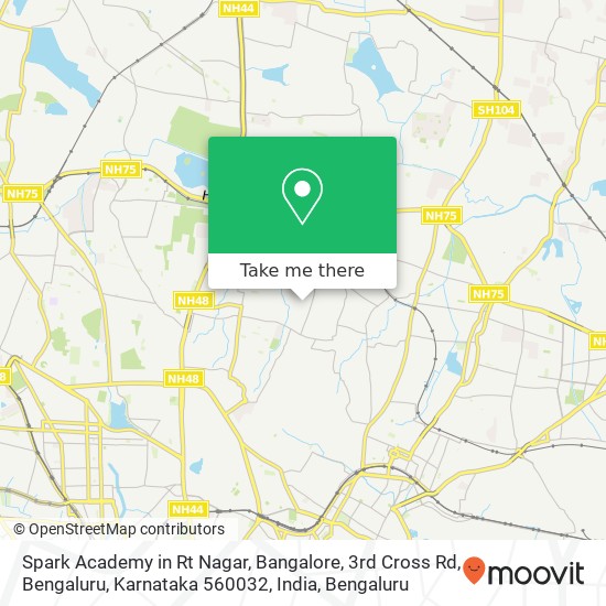 Spark Academy in Rt Nagar, Bangalore, 3rd Cross Rd, Bengaluru, Karnataka 560032, India map