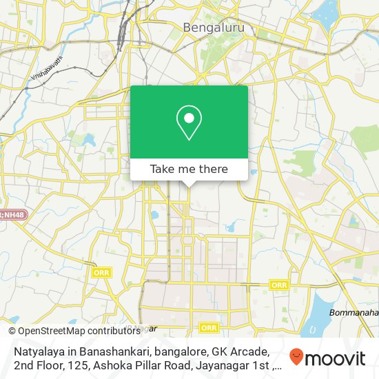 Natyalaya in Banashankari, bangalore, GK Arcade, 2nd Floor, 125, Ashoka Pillar Road, Jayanagar 1st map