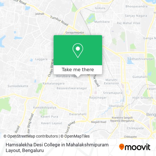 Hamsalekha Desi College in Mahalakshmipuram Layout map