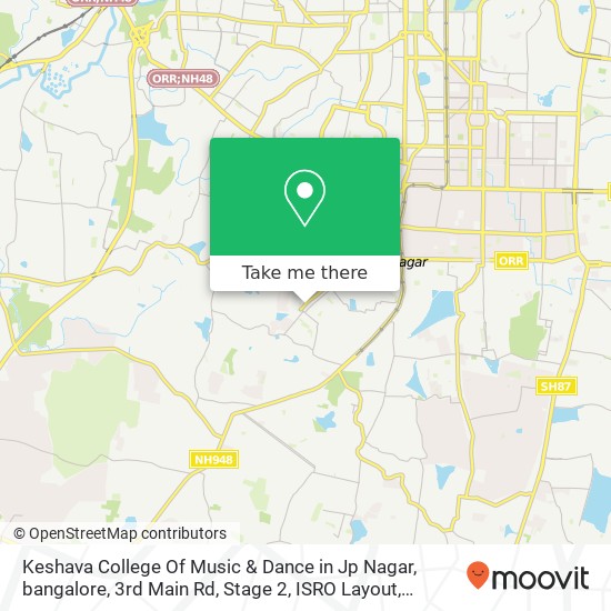 Keshava College Of Music & Dance in Jp Nagar, bangalore, 3rd Main Rd, Stage 2, ISRO Layout, Bengalu map
