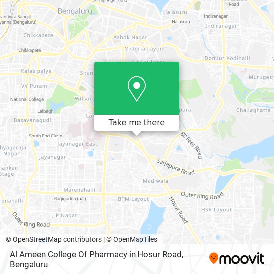 Al Ameen College Of Pharmacy in Hosur Road map