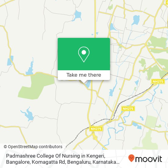 Padmashree College Of Nursing in Kengeri, Bangalore, Komagatta Rd, Bengaluru, Karnataka 560060, Ind map