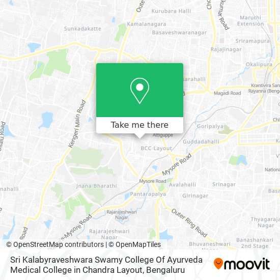 Sri Kalabyraveshwara Swamy College Of Ayurveda Medical College in Chandra Layout map