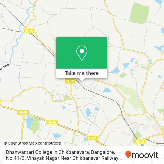 Dhanwantari College in Chikbanavara, Bangalore, No.41 / 3, Vinayak Nagar Near Chikbanavar Railway Sta map