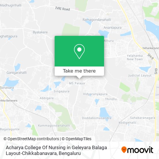 Acharya College Of Nursing in Geleyara Balaga Layout-Chikkabanavara map