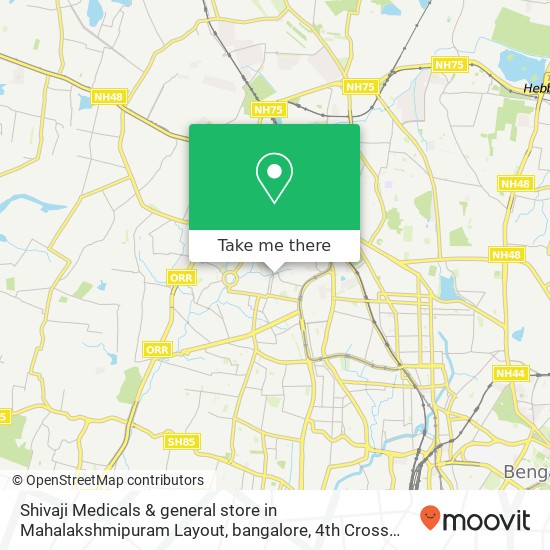 Shivaji Medicals & general store in Mahalakshmipuram Layout, bangalore, 4th Cross Road, Mahalakshmi map