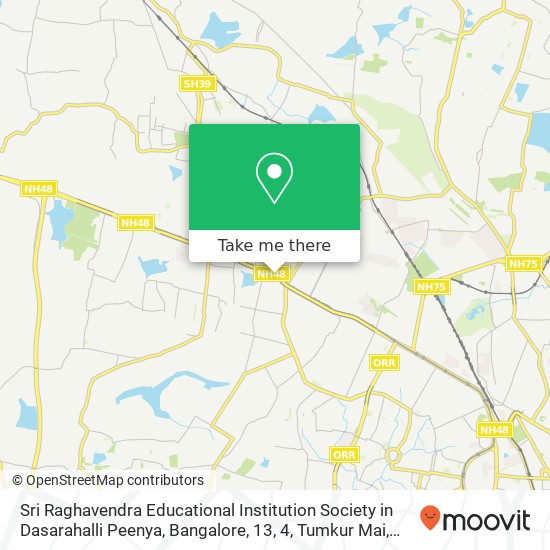 Sri Raghavendra Educational Institution Society in Dasarahalli Peenya, Bangalore, 13, 4, Tumkur Mai map