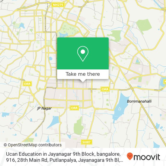 Ucan Education in Jayanagar 9th Block, bangalore, 916, 28th Main Rd, Putlanpalya, Jayanagara 9th Bl map