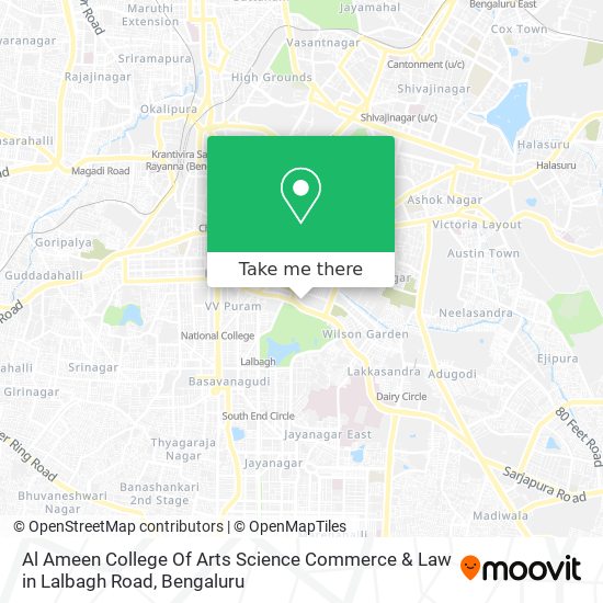 Al Ameen College Of Arts Science Commerce & Law in Lalbagh Road map