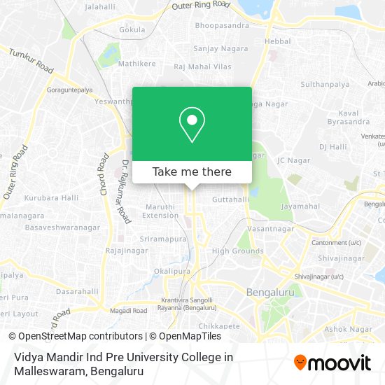 Vidya Mandir Ind Pre University College in Malleswaram map
