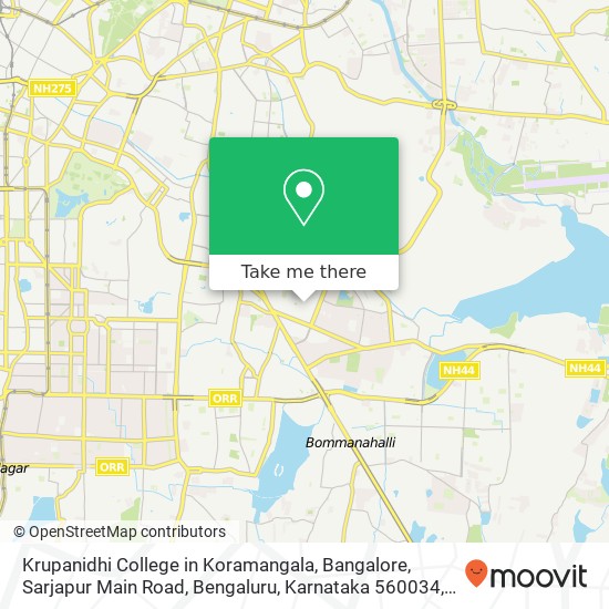 Krupanidhi College in Koramangala, Bangalore, Sarjapur Main Road, Bengaluru, Karnataka 560034, Indi map