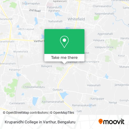 Krupanidhi College in Varthur map