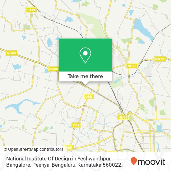 National Institute Of Design in Yeshwanthpur, Bangalore, Peenya, Bengaluru, Karnataka 560022, India map