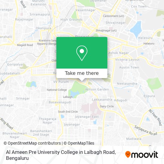Al Ameen Pre University College in Lalbagh Road map
