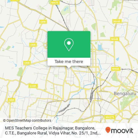MES Teachers College in Rajajinagar, Bangalore, C.T.E., Bangalore Rural, Vidya Vihar, No. 25 / 1, 2nd map