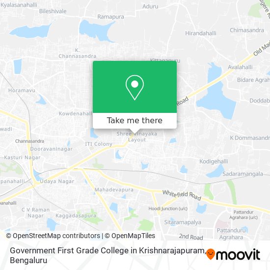 Government First Grade College in Krishnarajapuram map