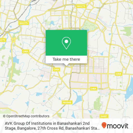 AVK Group Of Institutions in Banashankari 2nd Stage, Bangalore, 27th Cross Rd, Banashankari Stage I map