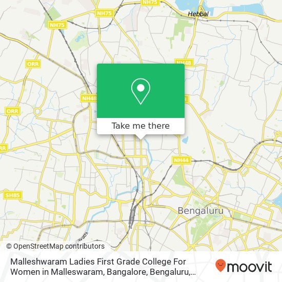 Malleshwaram Ladies First Grade College For Women in Malleswaram, Bangalore, Bengaluru, Karnataka 5 map