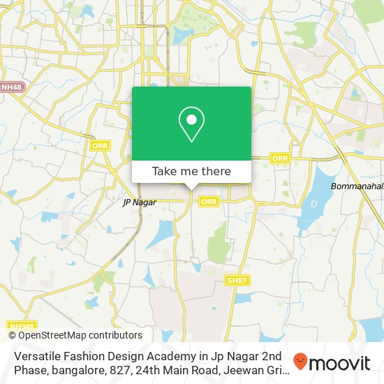 Versatile Fashion Design Academy in Jp Nagar 2nd Phase, bangalore, 827, 24th Main Road, Jeewan Grih map