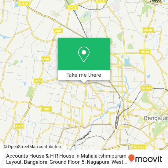 Accounts House & H R House in Mahalakshmipuram Layout, Bangalore, Ground Floor, 5, Nagapura, West o map