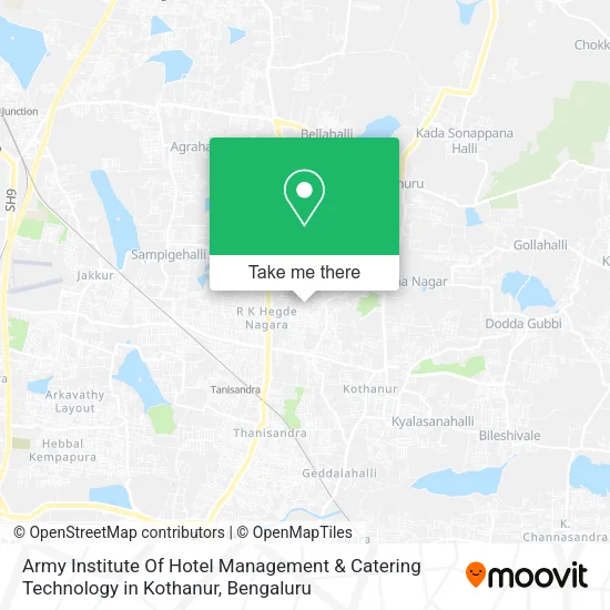 Army Institute Of Hotel Management & Catering Technology in Kothanur map