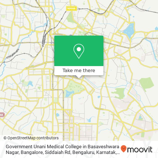 Government Unani Medical College in Basaveshwara Nagar, Bangalore, Siddaiah Rd, Bengaluru, Karnatak map