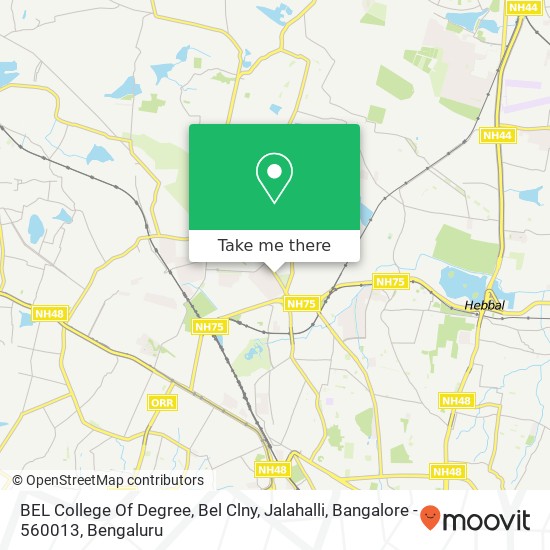 BEL College Of Degree, Bel Clny, Jalahalli, Bangalore - 560013 map