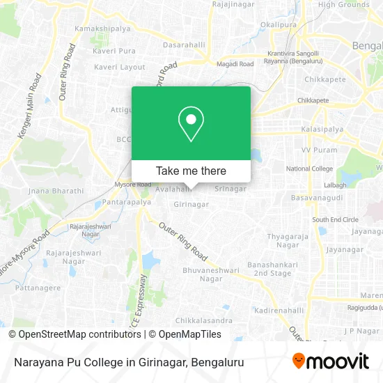 Narayana Pu College in Girinagar map