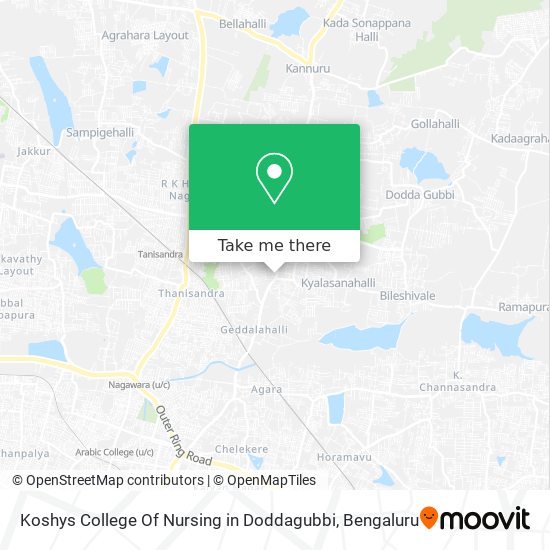 Koshys College Of Nursing in Doddagubbi map