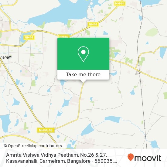 Amrita Vishwa Vidhya Peetham, No.26 & 27, Kasavanahalli, Carmelram, Bangalore - 560035 map
