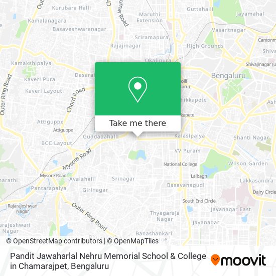 Pandit Jawaharlal Nehru Memorial School & College in Chamarajpet map