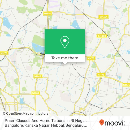 Prism Classes And Home Tuitions in Rt Nagar, Bangalore, Kanaka Nagar, Hebbal, Bengaluru, Karnataka map