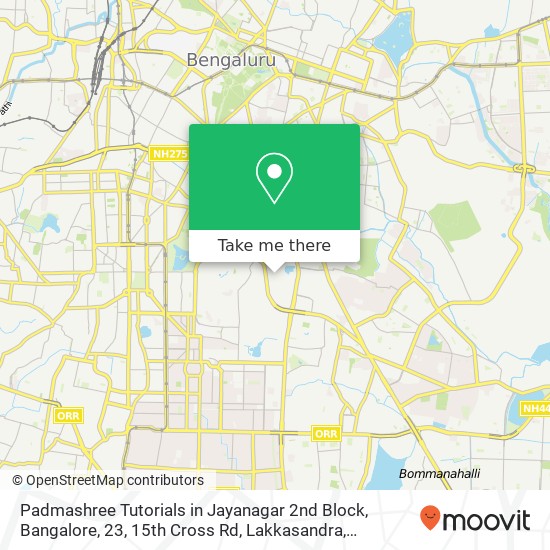 Padmashree Tutorials in Jayanagar 2nd Block, Bangalore, 23, 15th Cross Rd, Lakkasandra, Lakkasandra map