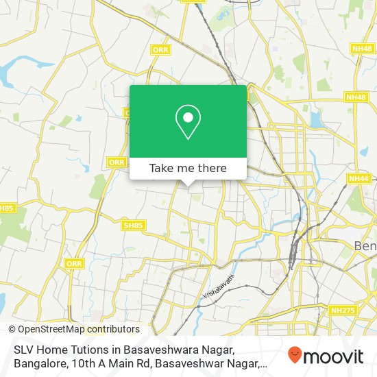 SLV Home Tutions in Basaveshwara Nagar, Bangalore, 10th A Main Rd, Basaveshwar Nagar, Bengaluru, Ka map